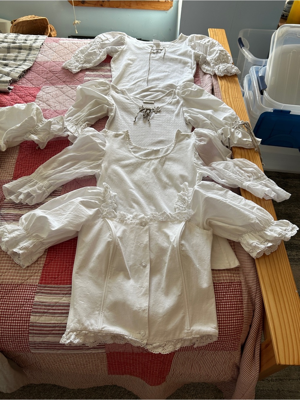 Girls White Long-Sleeve Lace Trim Dress Top
